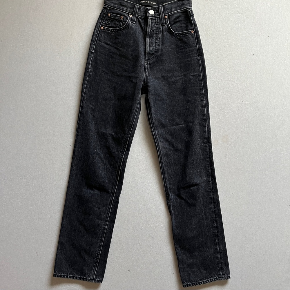 Denim Forum High-Rise Straight Jeans in Black